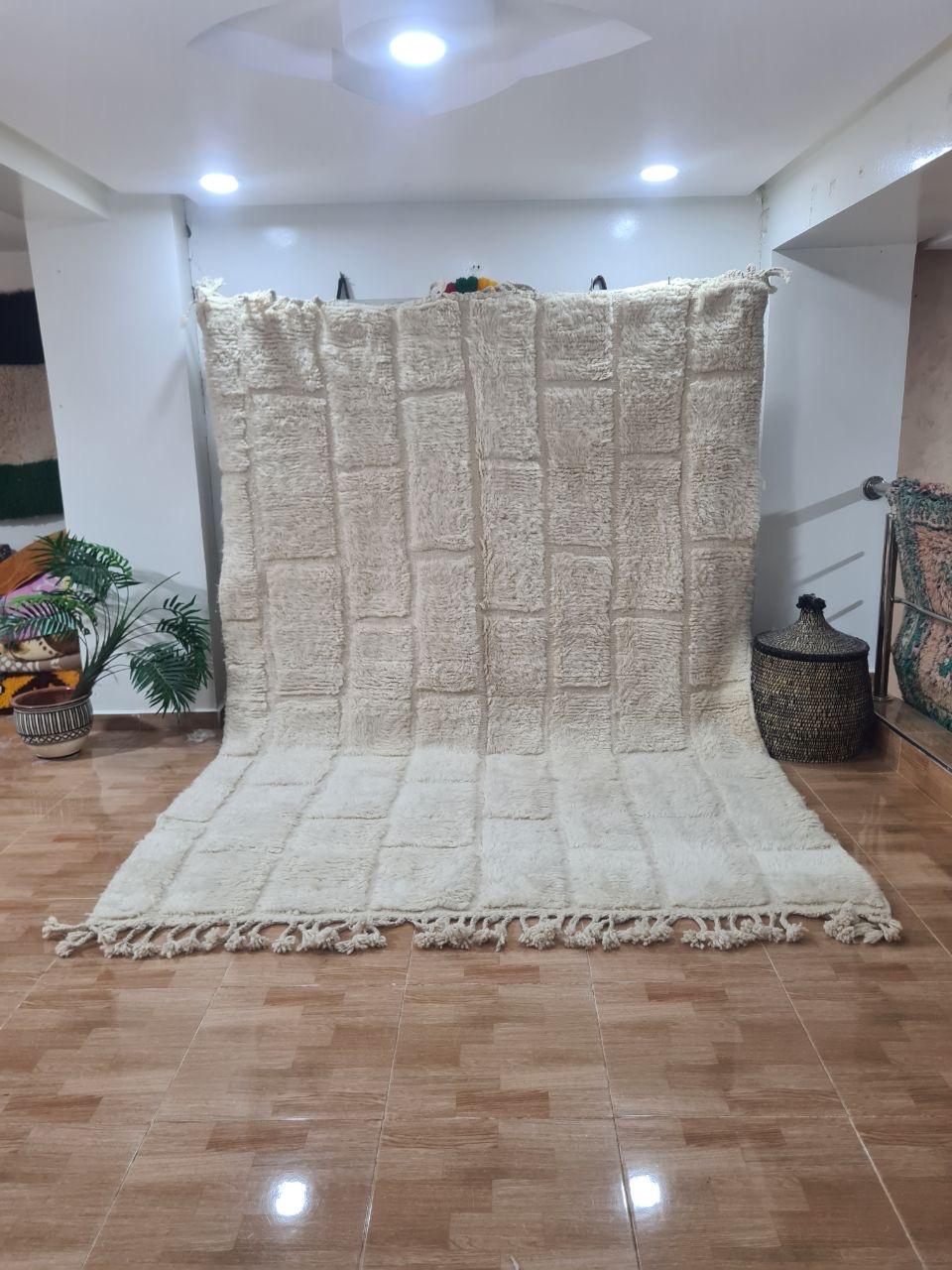 White Qalir Marokkaans handgemaakt tapijt150 cm x 100 cm